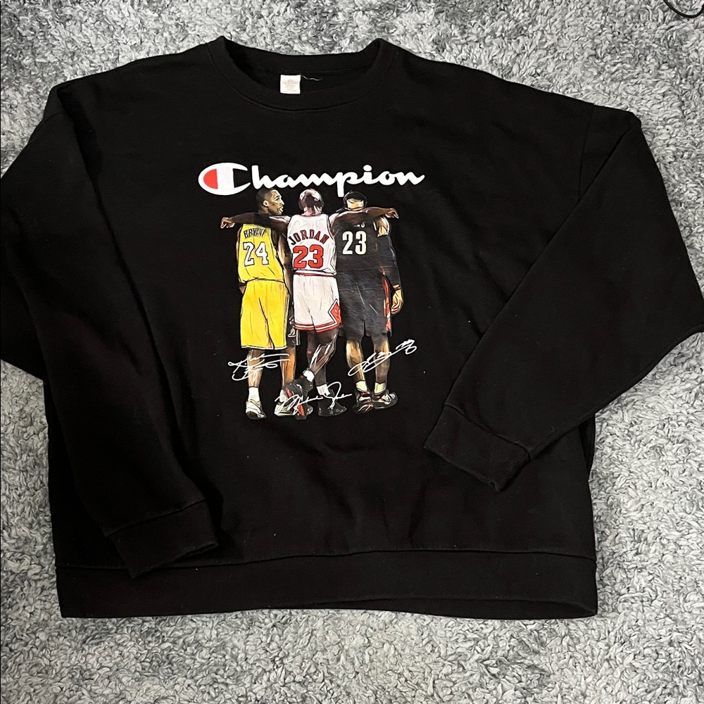 Limited Edition Champion Black Graphic Crewneck Sweatshirt